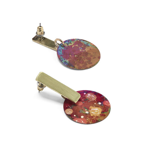 Flowers pink brass mini earrings by Sibilia